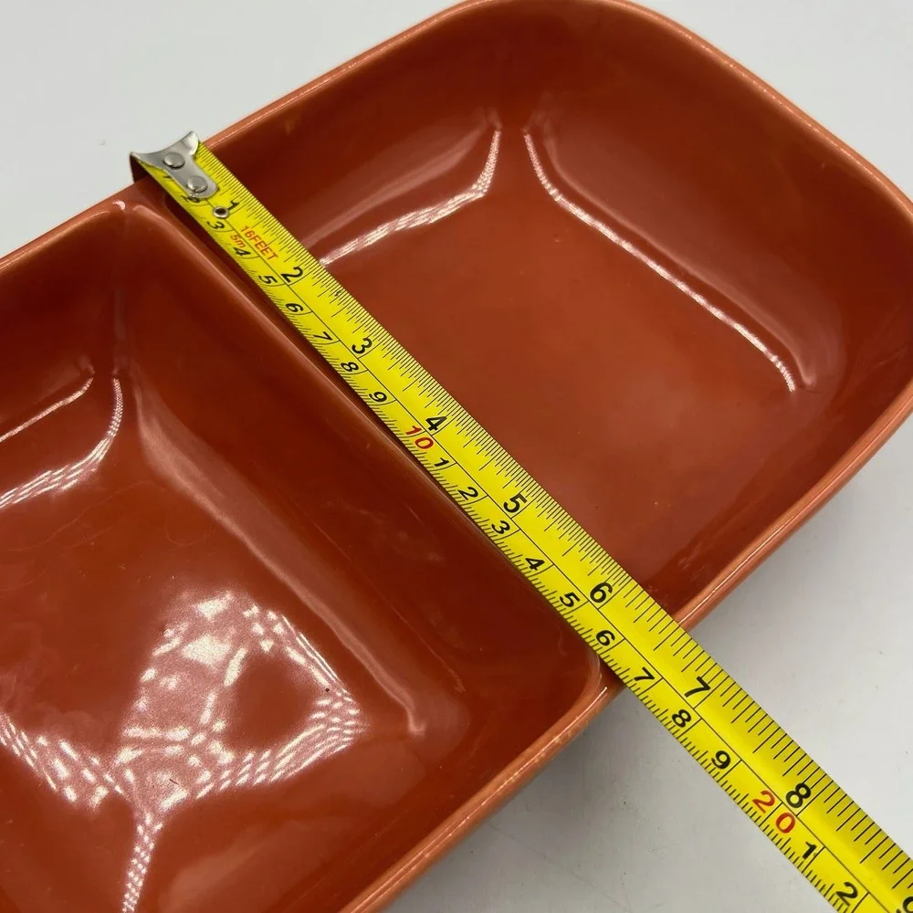 Vintage Franciscan‎ Divided Dish Orange Glaze California USA Mid Century 11